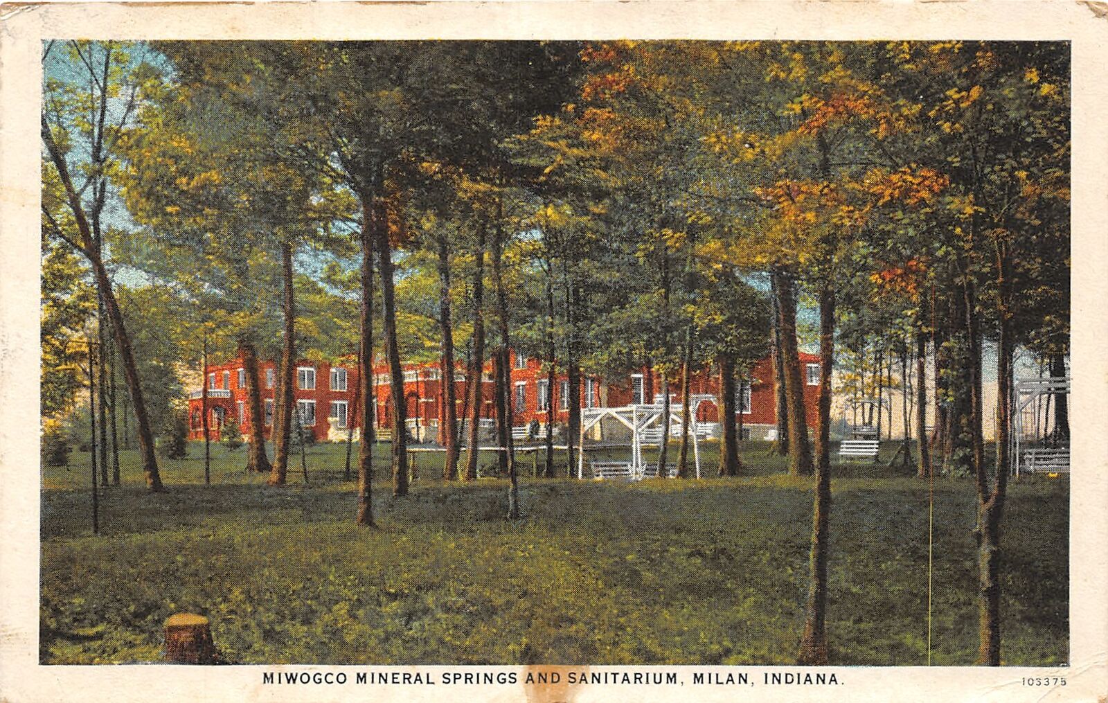J32/ Milan Indiana Postcard c1930s Miwogco Mineral Springs Sanitarium 194