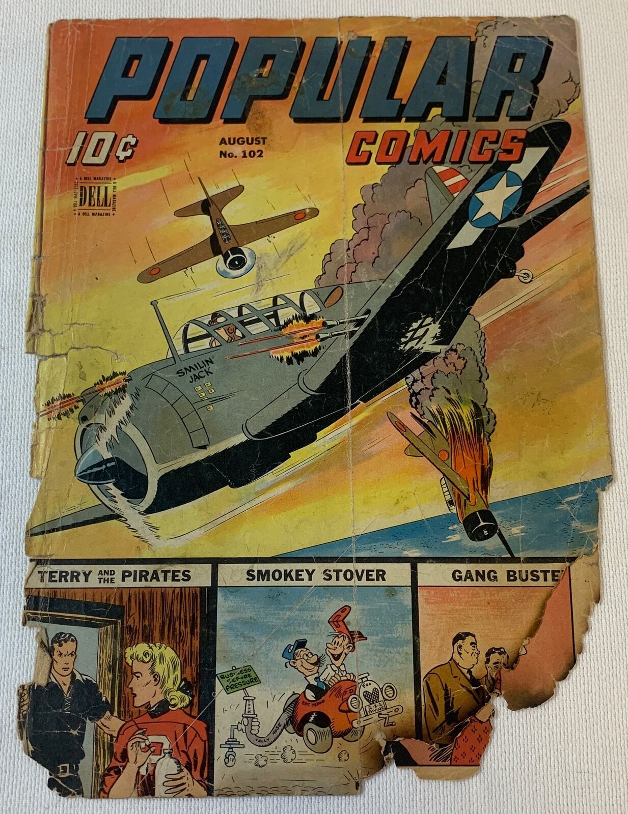 1944 POPULAR COMICS #102 ~ just the tattered cover