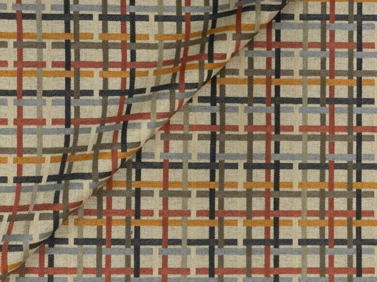 1.25 yds Jim Thompson Pipe Dream Spice Modern Check Upholstery Fabric MSRP $200