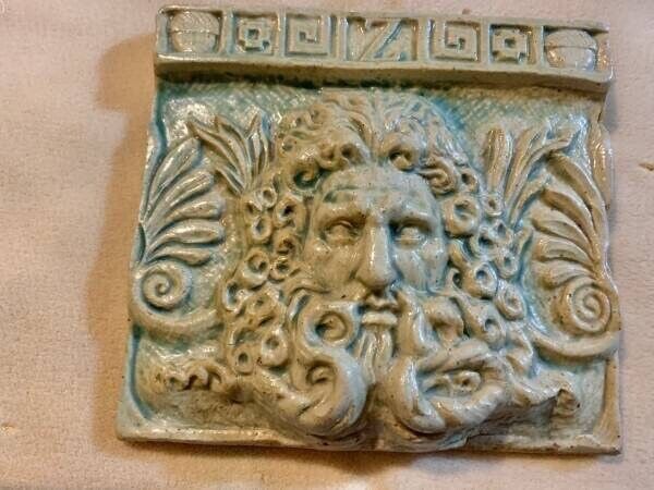 Antique Glazed Terracotta Zeus Tile Plaque *Marked*