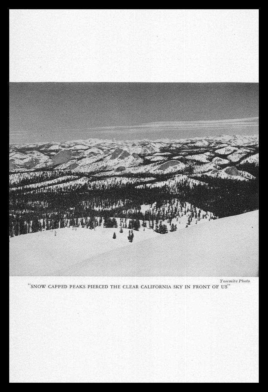 1938 Yosemite National Park California Snow Capped Peaks Photo Ski Print Ad