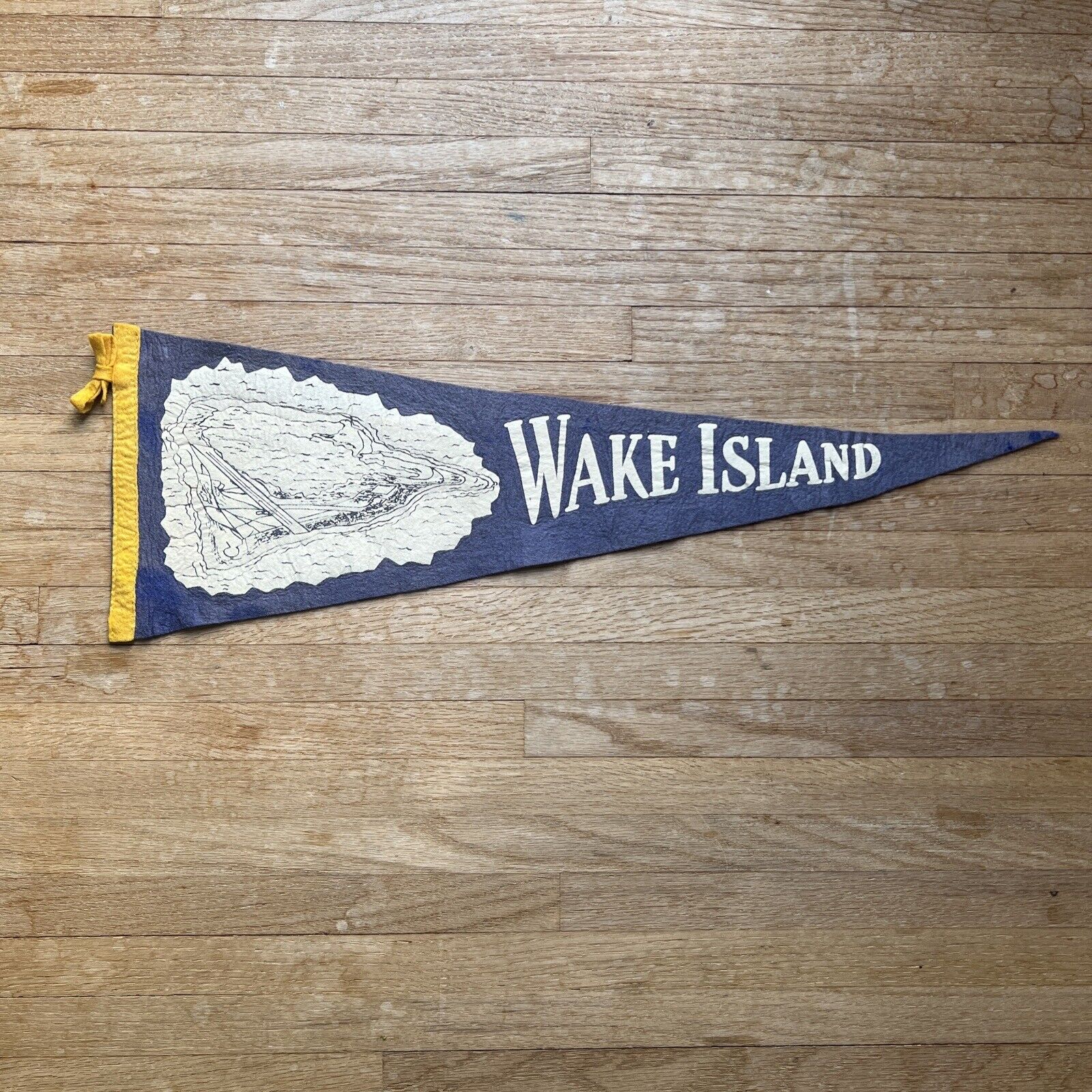 Vintage Wake Island US Military Souvenir Felt Pennant