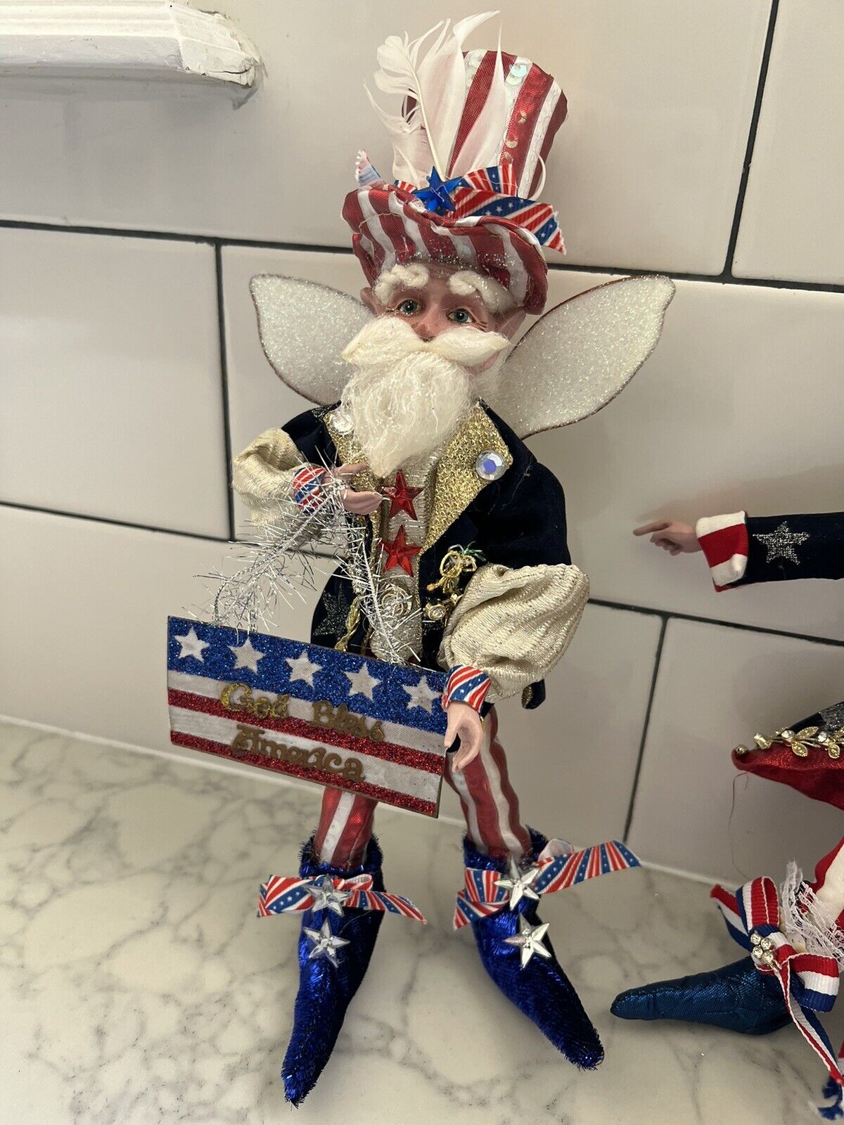 Mark Roberts God Bless America Fairy Uncle Sam USA Patriotic 11in Red White Blue