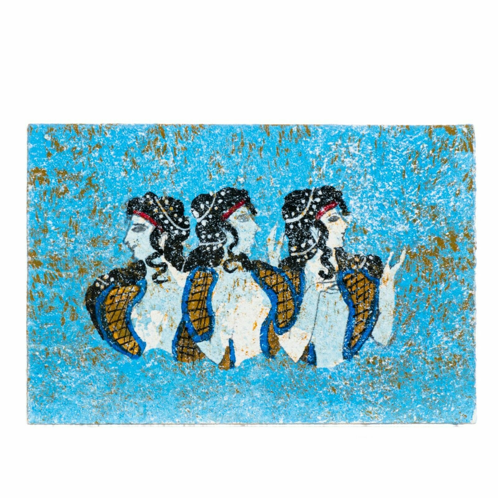 Ancient Greek Minoan Wall Painting Ladies in Blue Small Handmade Decoration