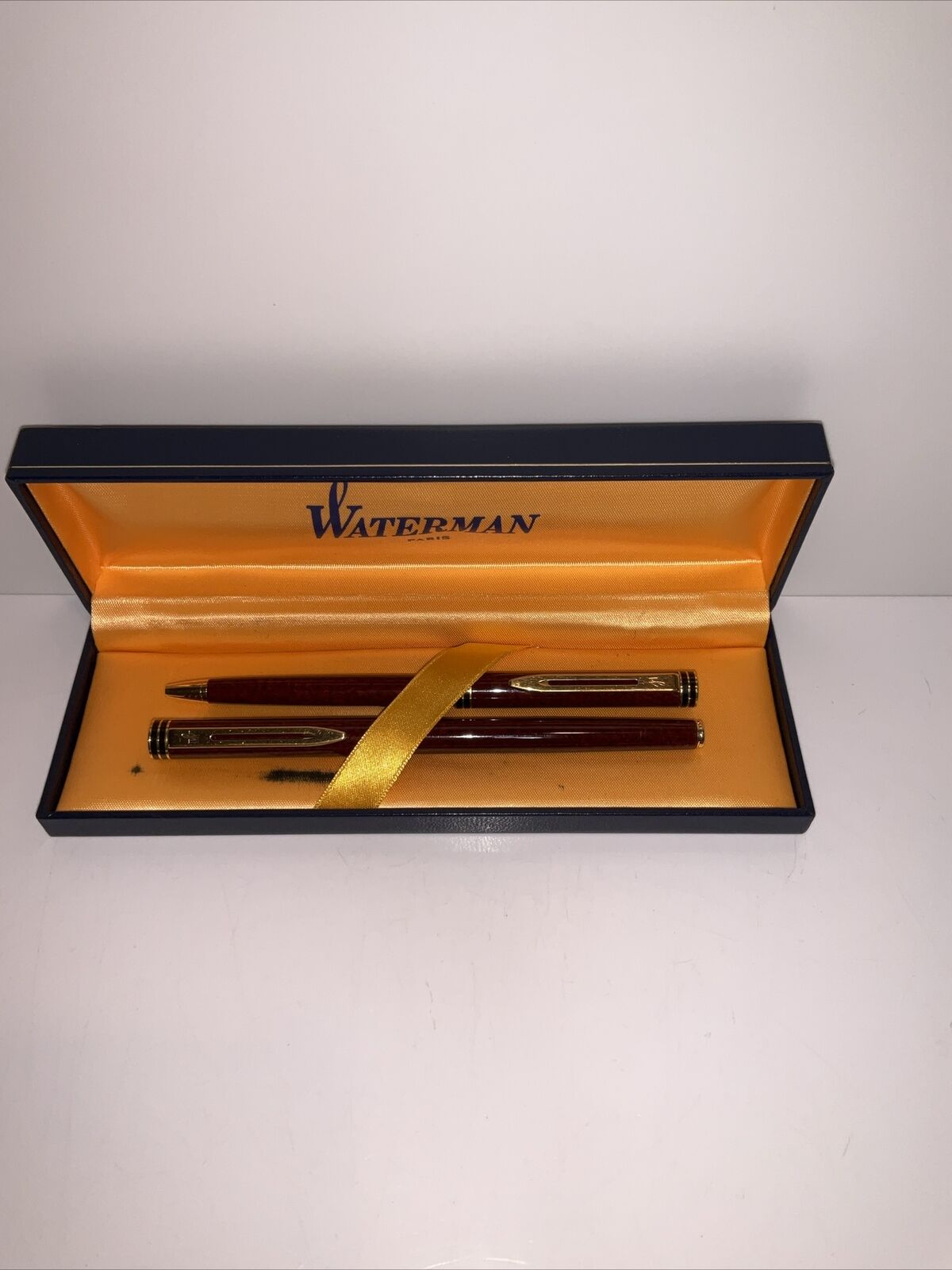 WATERMAN Ideal Slim Fountain 18k NIB & Ballpoint   pen set Burled Walnut Rare
