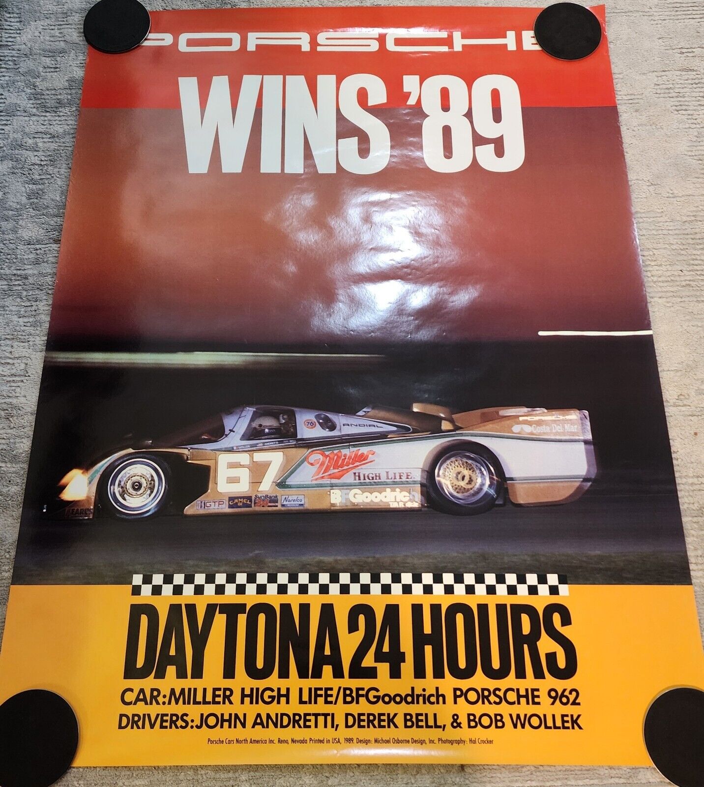 Porsche Winslow \'89 24 Hours Of Daytona Original Poster 1989 40x30