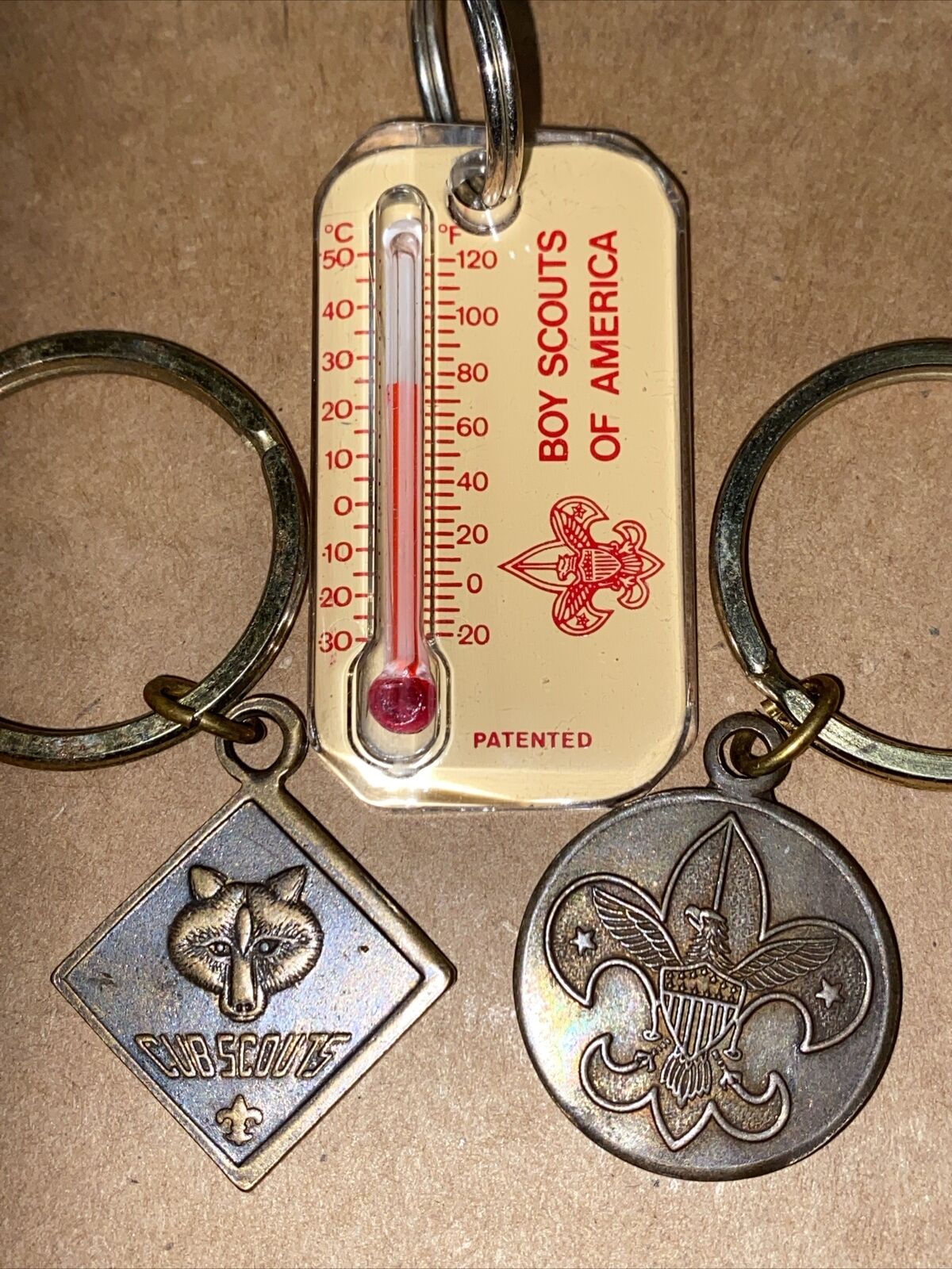 Vintage Cub Boy Scouts Medallion Symbol Oath Thermometer Keychain Zipper Pull