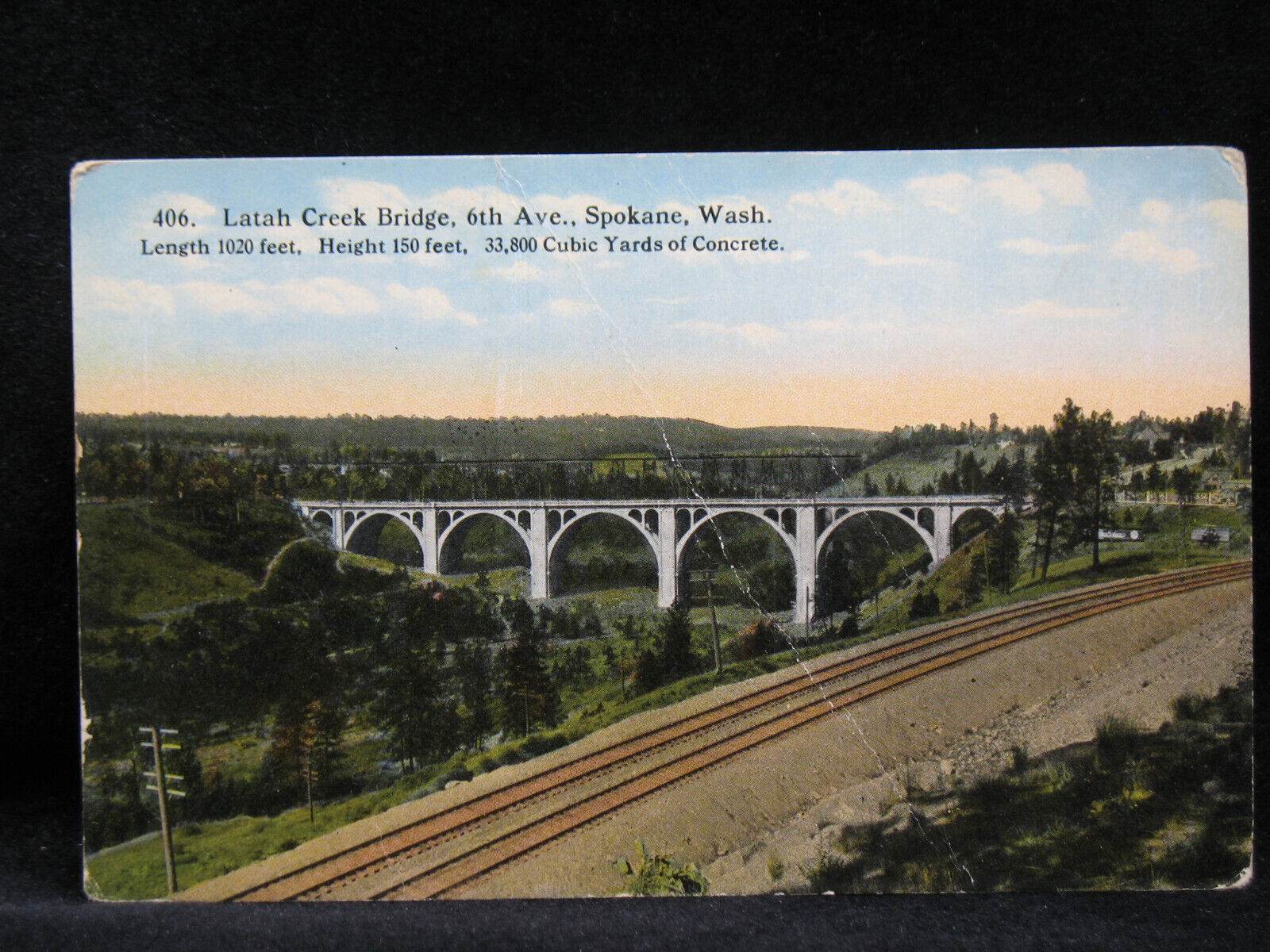 Latah Creek Bridge 6th Avenue Spokane Washington Postcard  UNPOSTED (0135)