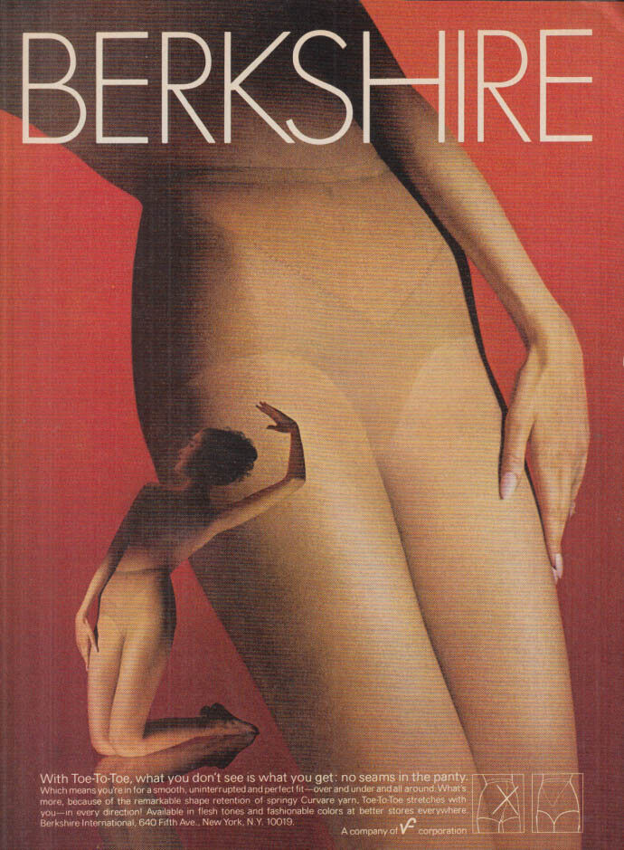 With Berkshire Toe-to-Toe pantyhose what you don’t see is what you get ad 1972