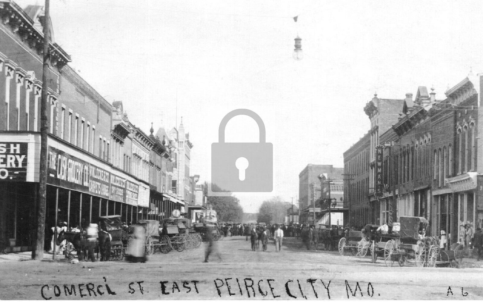 Commercial Street View Peirce Pierce City Missouri MO Reprint Postcard