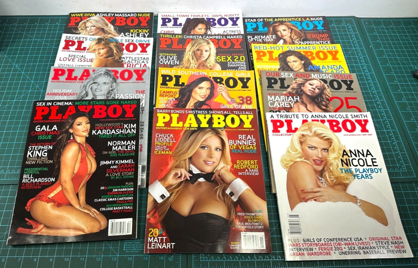 Playboy Magazine 2007 Full Year Pamela Anderson Mariah Carey Anna Nicole Kim K