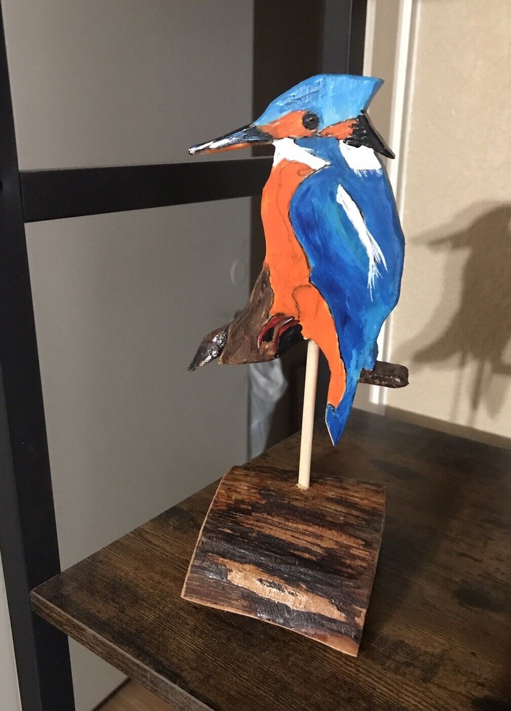 Folk Art Hand Made King Fisher Bird- Perfect For Display On Your Shelf