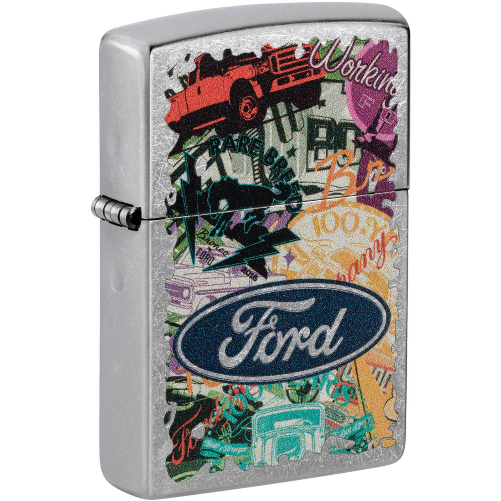 Zippo Windproof Lighter Bold Collage Ford Logo in Color Image Design Metal 48755