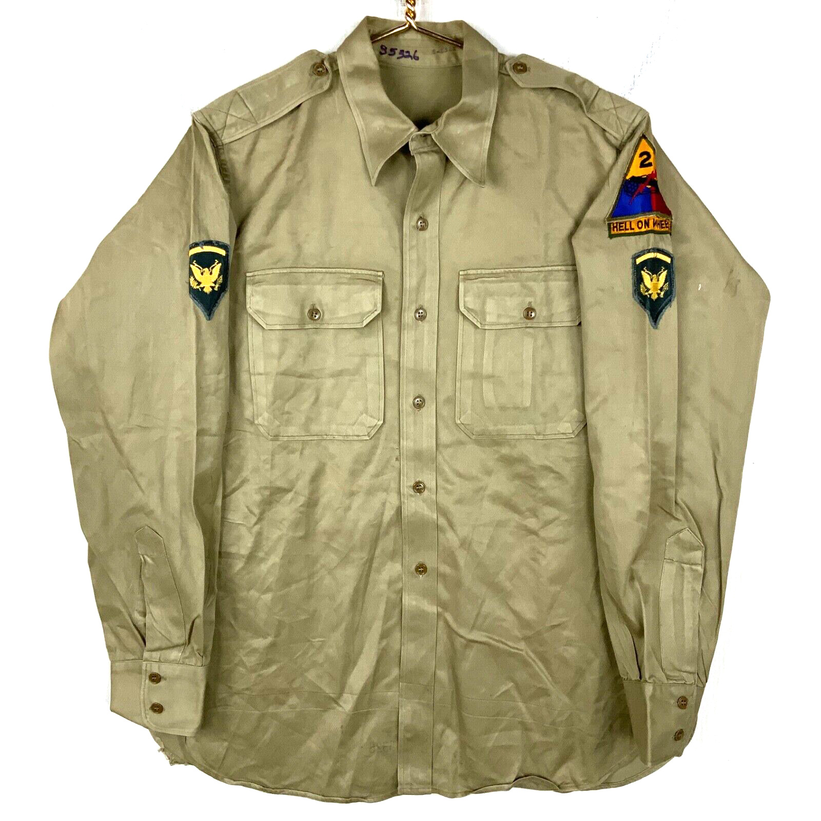 Vintage Us Army Og-107 Button Up Shirt Size XL Beige Vietnam Era 70s