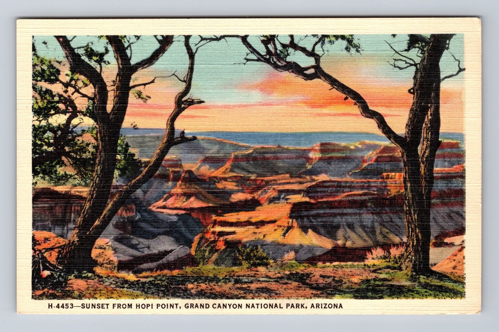 Grand Canyon National Park, Sunset From Hopi Point, Vintage c1941 Postcard