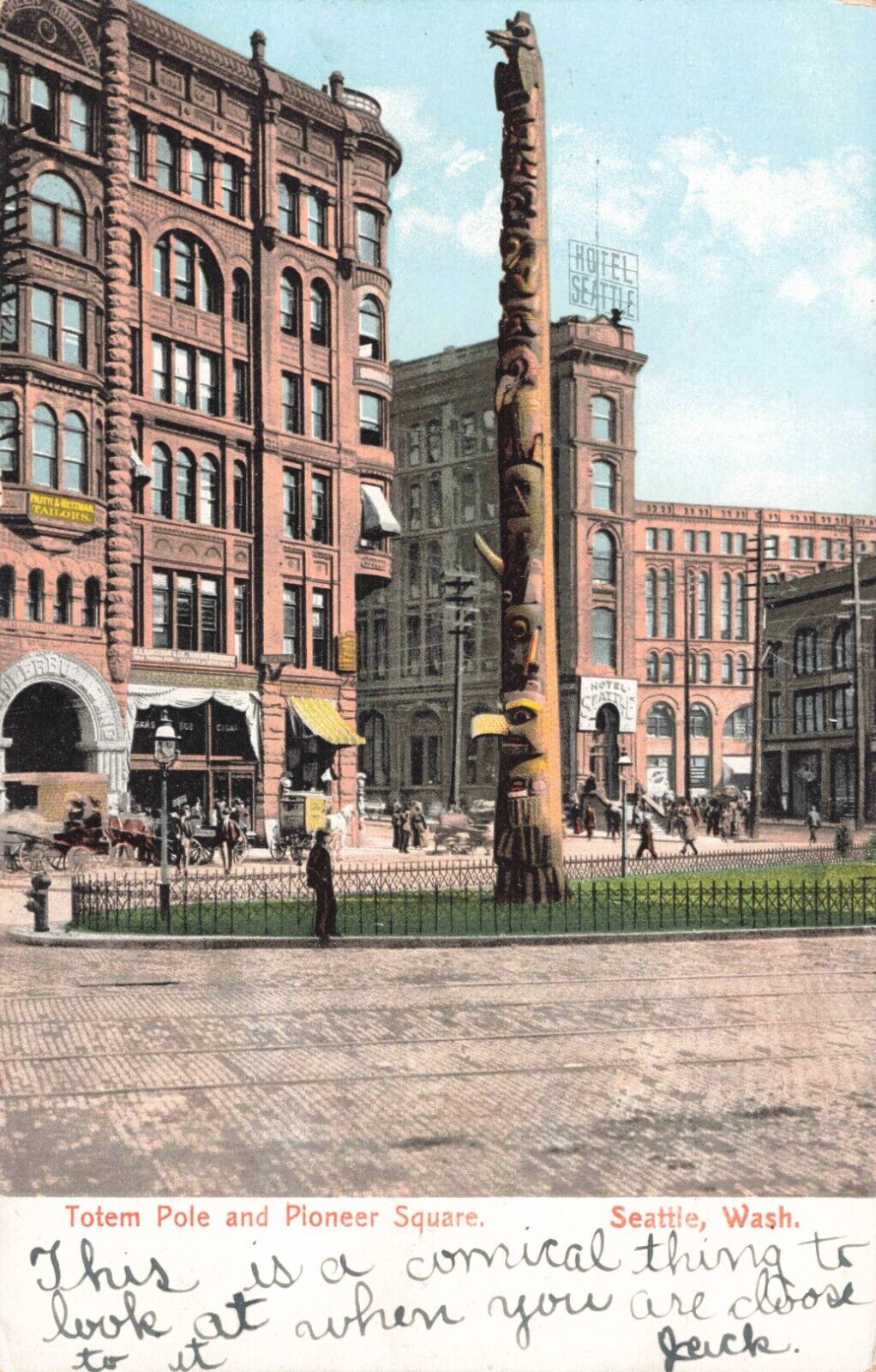 Seattle WA Washington, Totem Pole Pioneer Square, Vintage Postcard