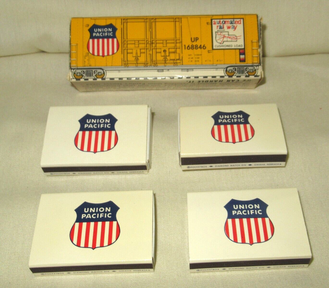 VINTAGE UNION PACIFIC RAILROAD DIAMOND WOODEN MATCHES IN BOXCAR PACKAGE