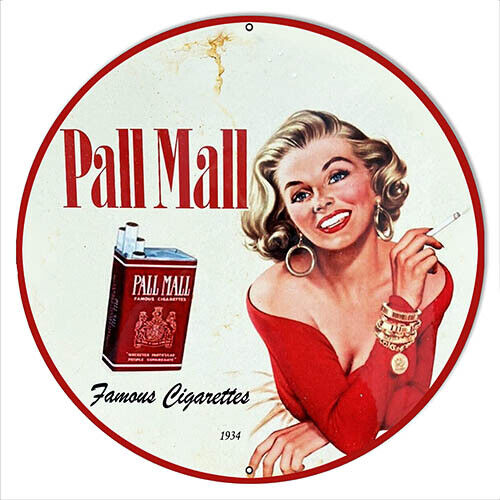 Pall Mall Famous Cigarettes Vintage Metal Sign 14x14