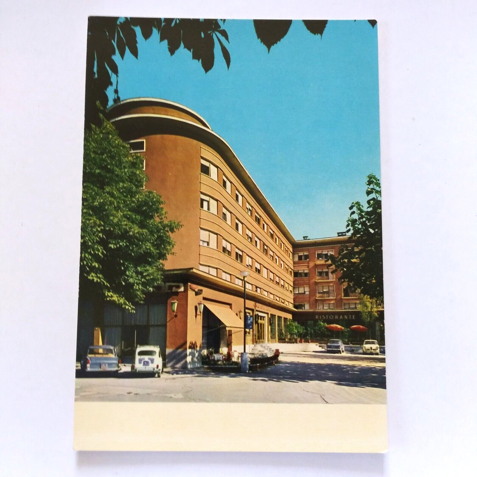 Vintage Postcard Trento Italy Grand Hotel  Cars