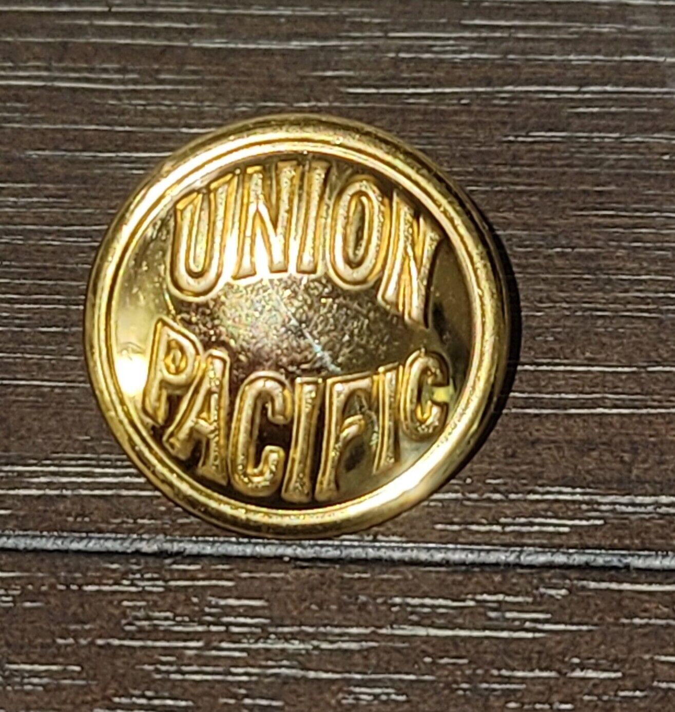 Vintage Union Pacific Railroad Gold Tone Uniform Button Waterbury 1\