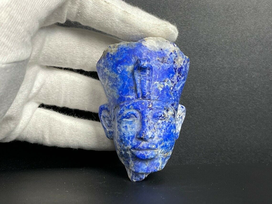 Smallest Lapis lazuli Head of Queen NEFERTITI  Royal Spouse of Akhenaten