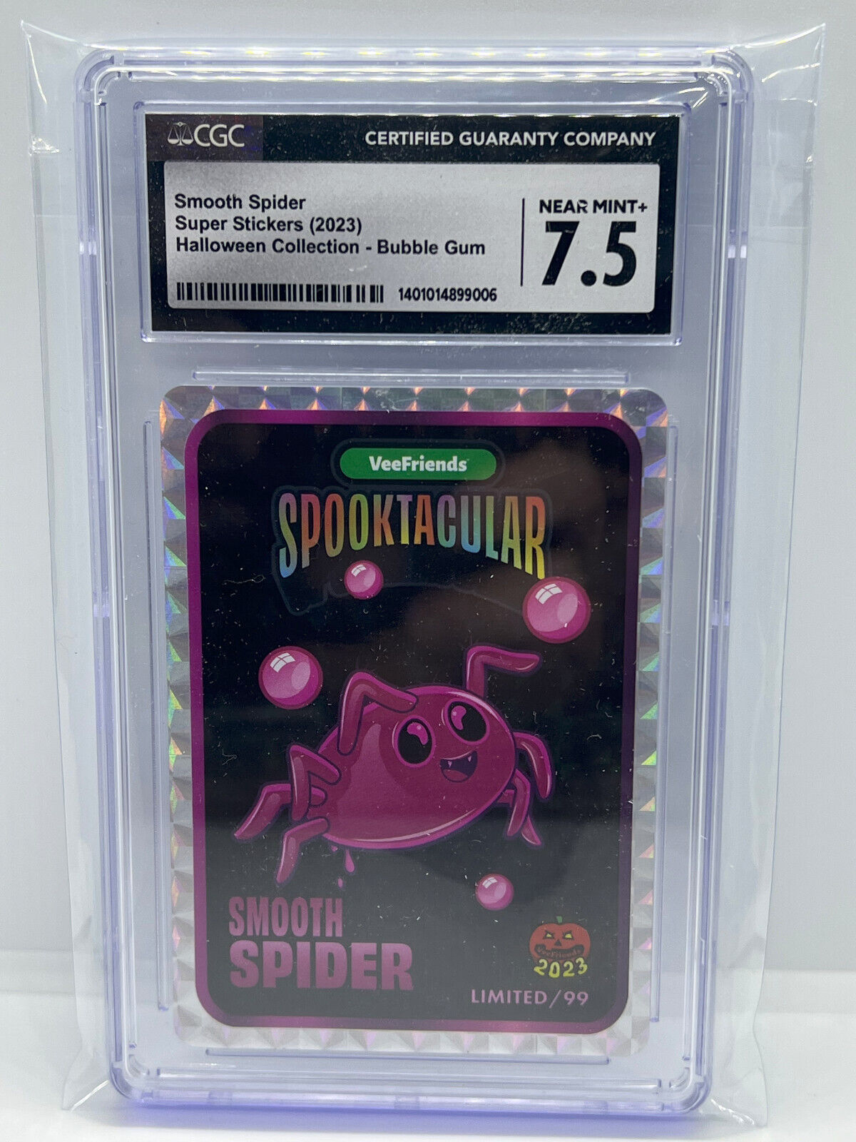 2023 Veefriends Super Stickers Halloween Bubble Gum Smooth Spider /99 CGC 7.5
