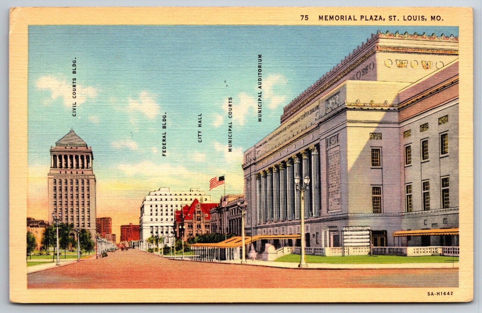 Memorial Plaza Municipal Auditorium Courts St Louis Missouri 1941 Postcard