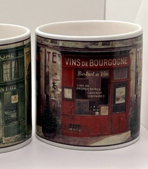 Set of 4 European Storefront Coffee / Tea Mugs by SAKURA Cafe Jerome / Emilie