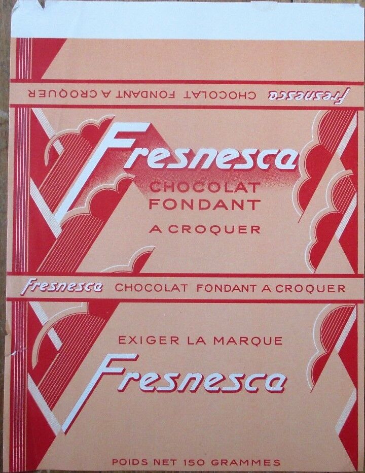 Art Deco French Chocolate Bar 1920s Label - \'Chocolat Fondant Fresnesca\'