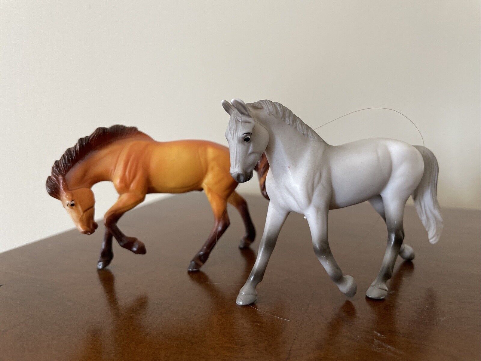 Set Of 2  Breyer Reeves Small Hard Plastic Horses~Toy Figures~Brown & Gray