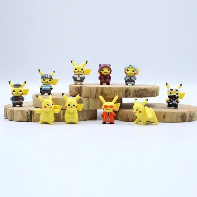 SET/10 POKEMON PIKACHU CHARACTERS Costumes Display FIGURES CAKE TOPPER  NEW
