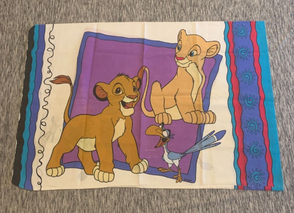 Vintage Lion King Pillowcase Simba Nala Timon Pumba Disney 1990s Made in the USA
