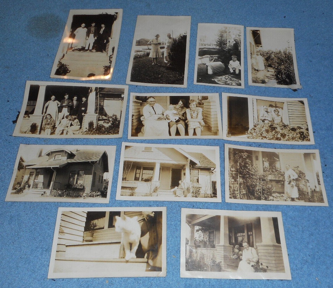 1920s Sorensen Family Photos Older Lady At Home With Family & Cat Oregon Or CA?