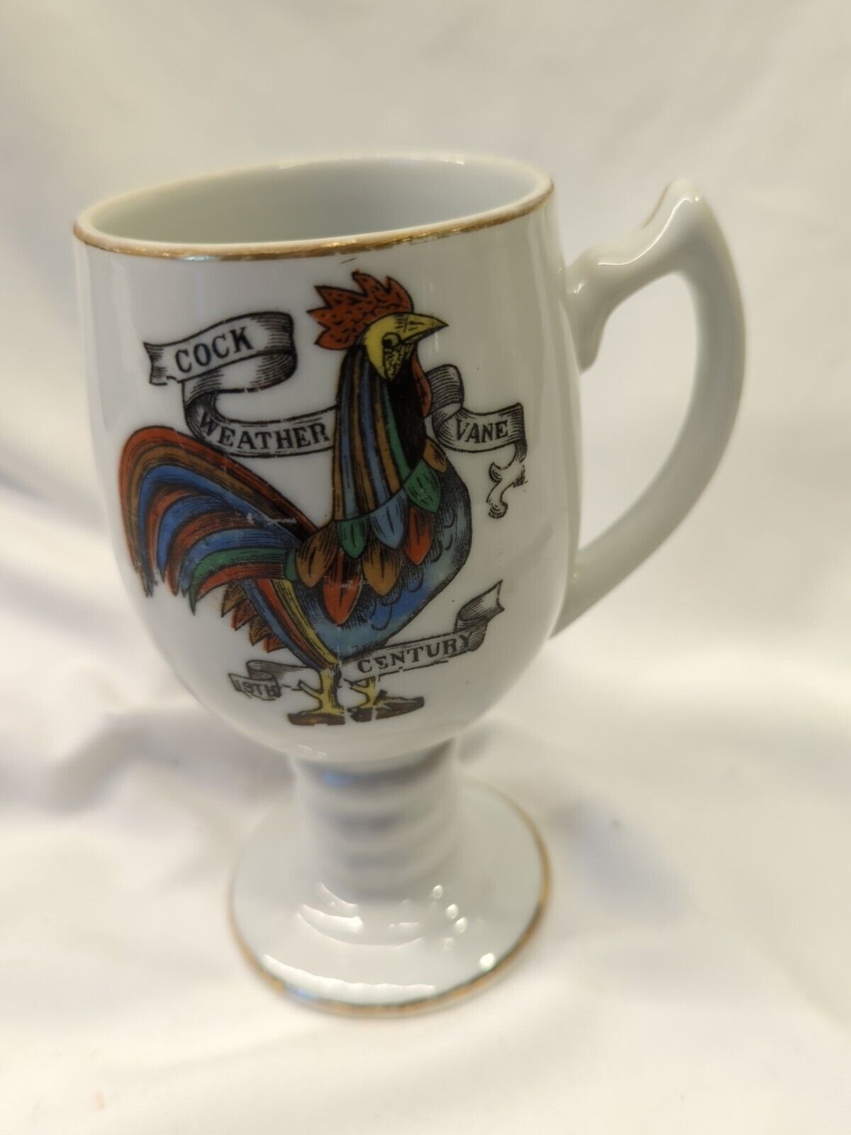 Vintage ROYAL CROWN Cock Weather Vane Pedestal Mug #4095 