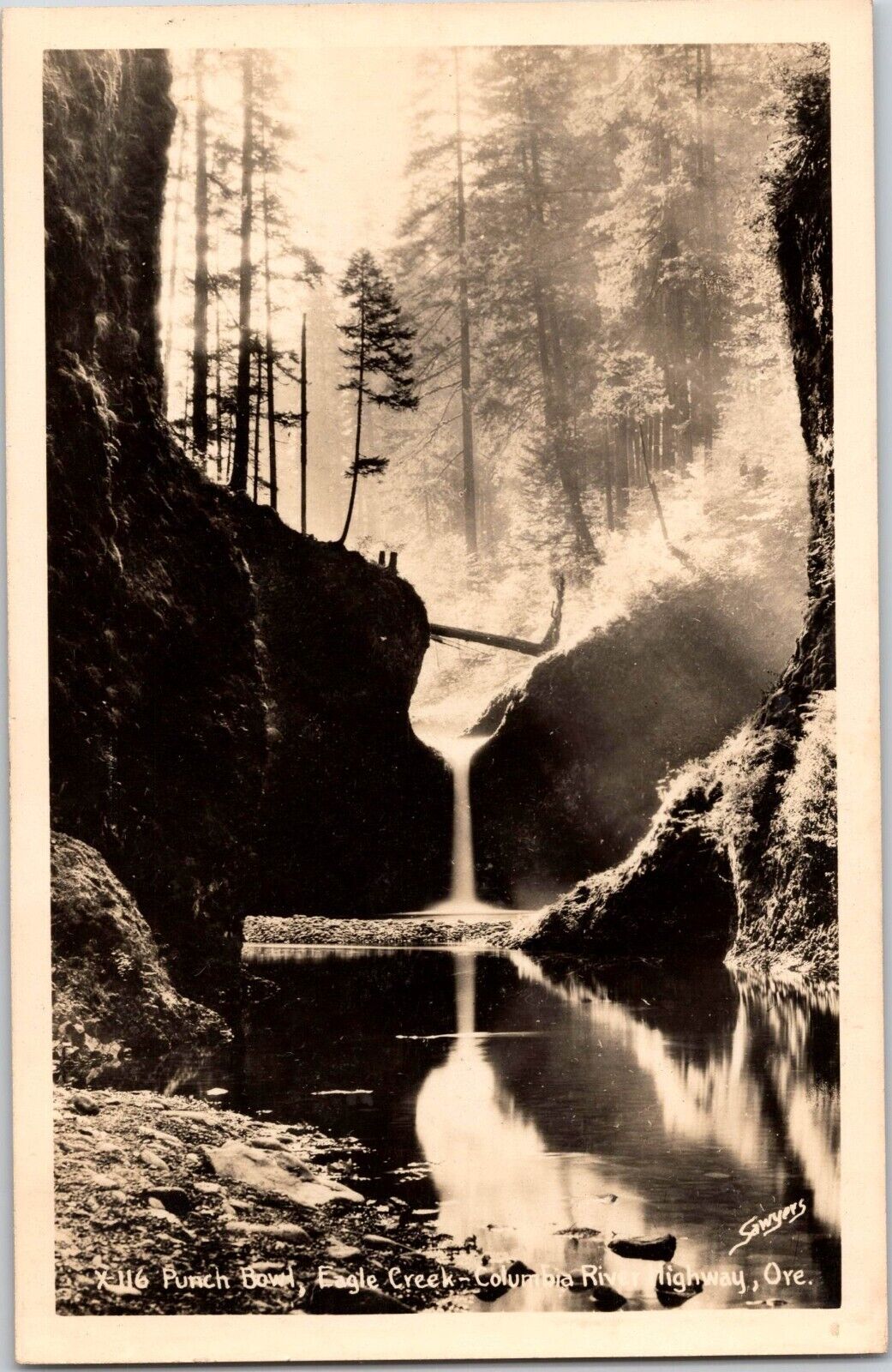 1930s Punch Bowl, Eagle Creek Columbia River Highway Oregon RPPC Postcard