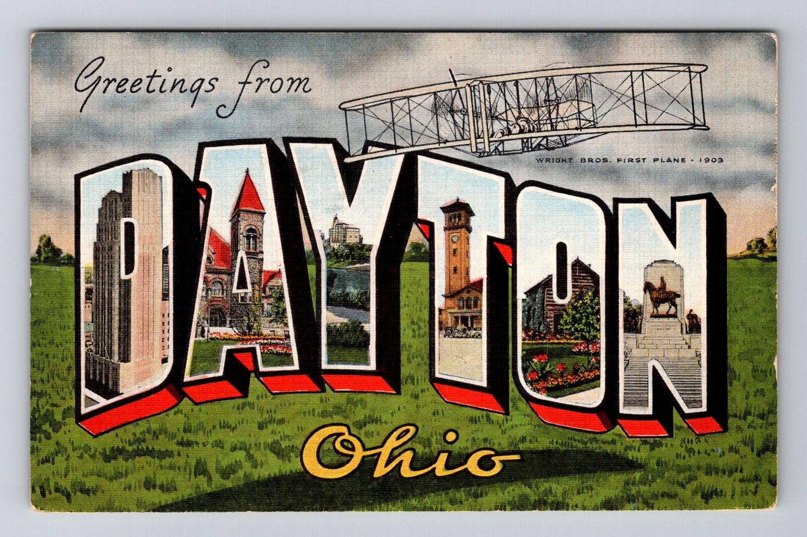 Dayton OH-Ohio, Large Letter General Greetings, Vintage Postcard