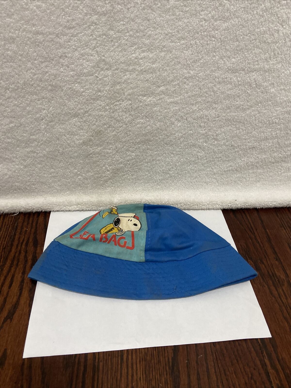 1965 VINTAGE Snoopy Peanuts Youth Blue Bucket hat Small