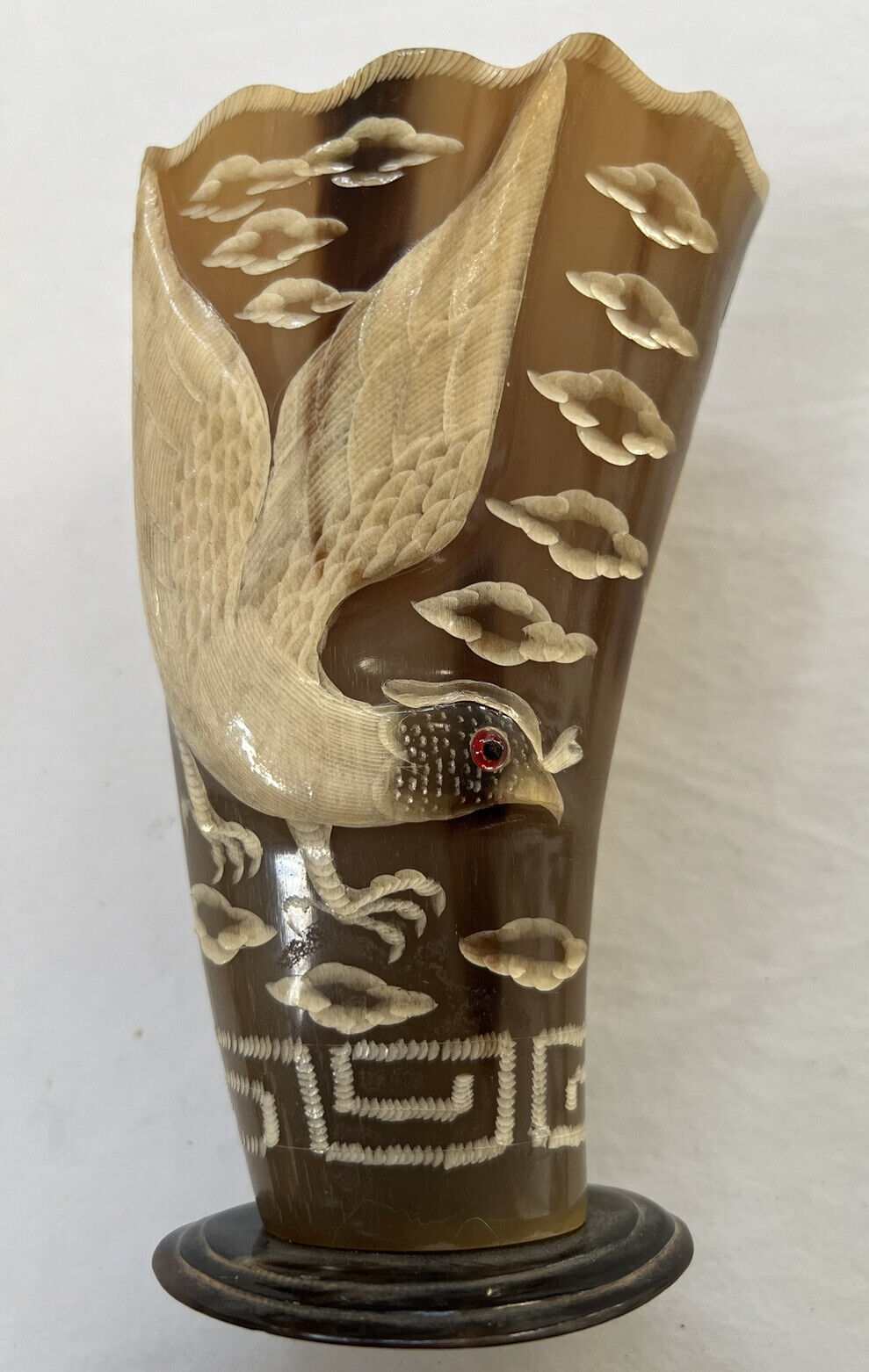 Justa Exclusive Hand Carved Asia Africa Water Buffalo Horn Original Collectible