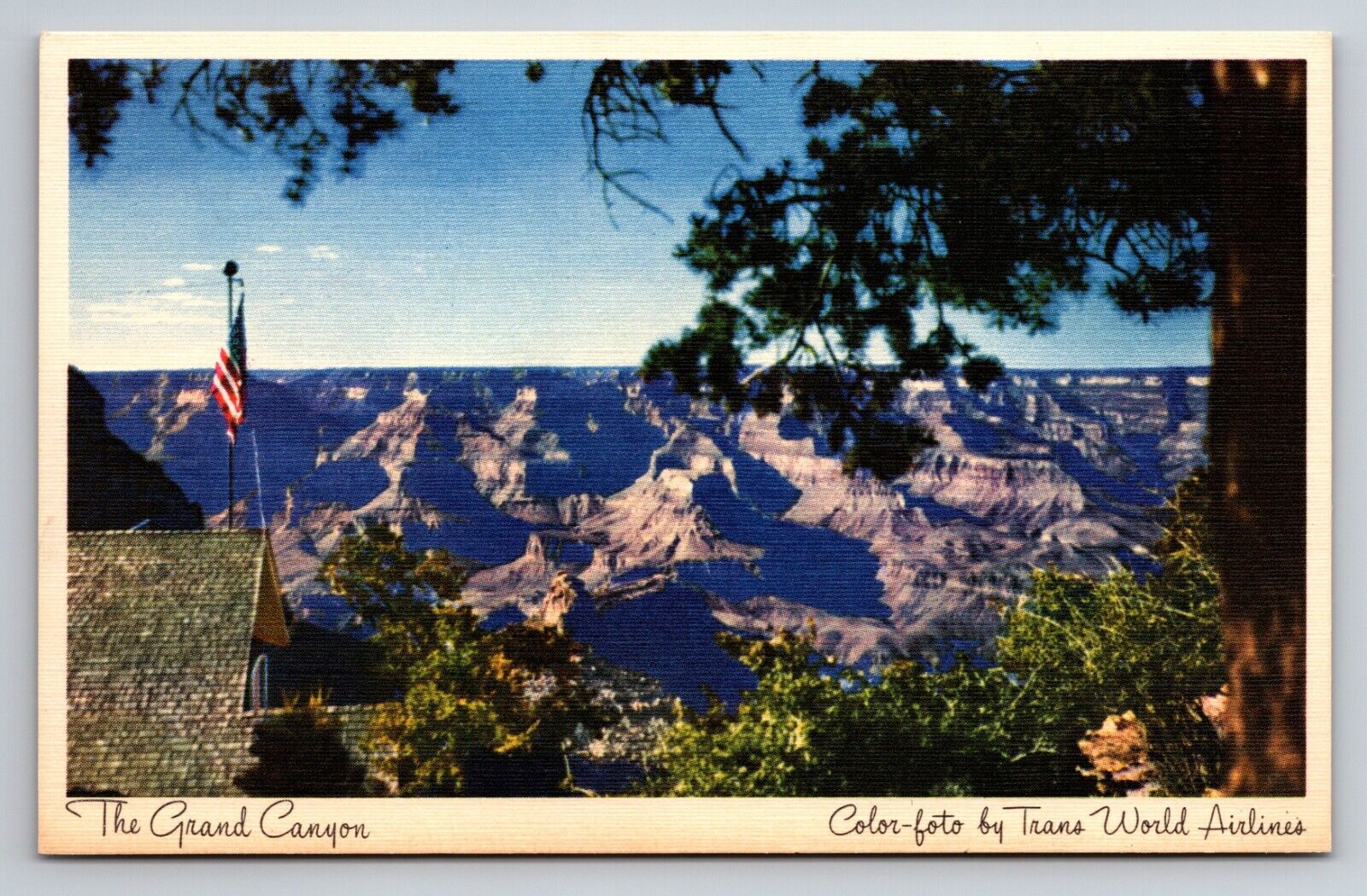 Postcard Arizona AZ Grand Canyon TWA Trans World Airlines Linen
