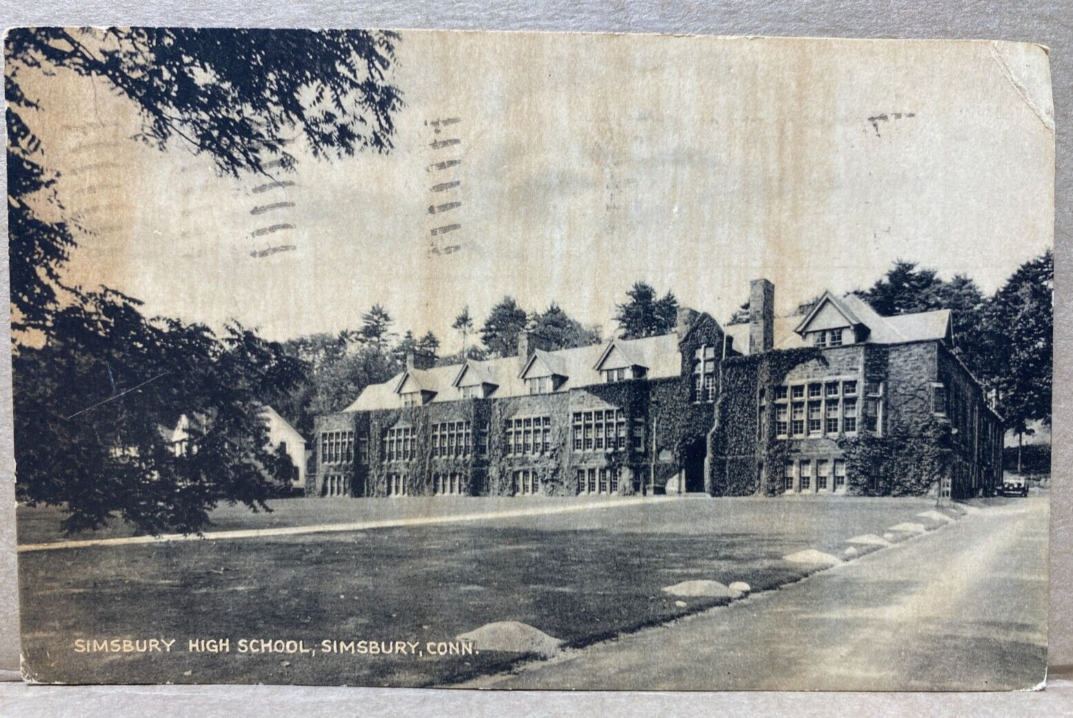 Simsbury High School, Simsbury Connecticut CT c1938 Postcard