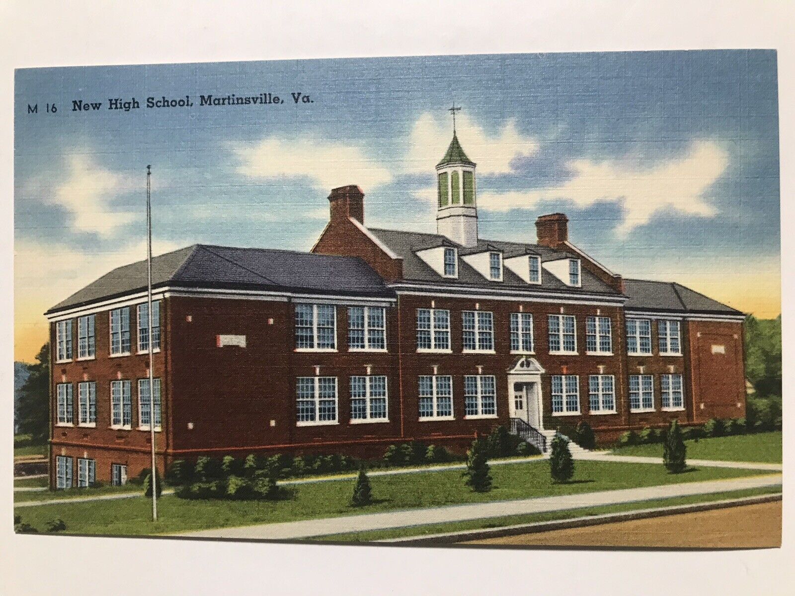1940 New High School Martinsville Virginia Postcard
