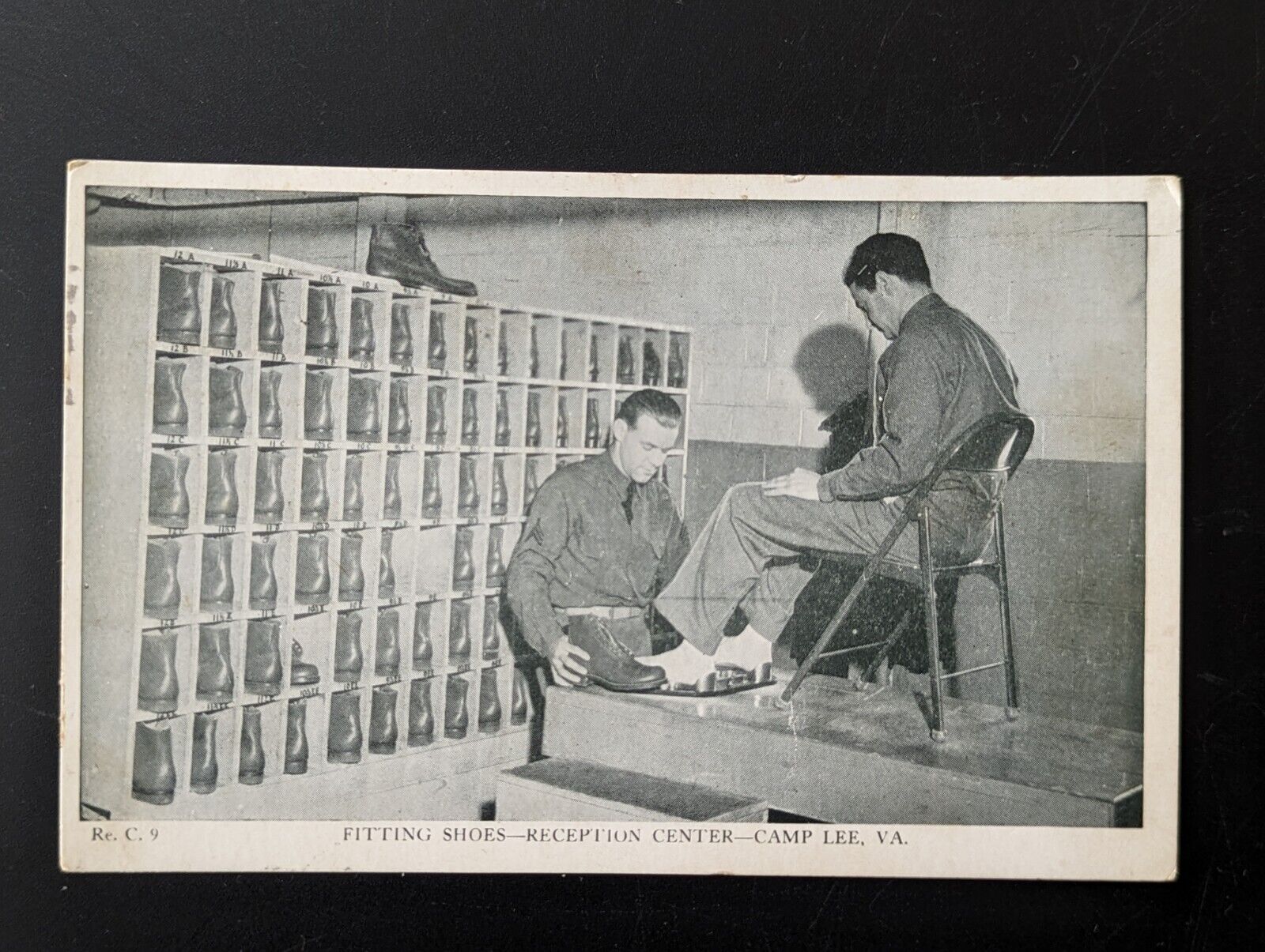 RPPC WWII Army Camp Lee Fitting Shoes Reception Center Postcard