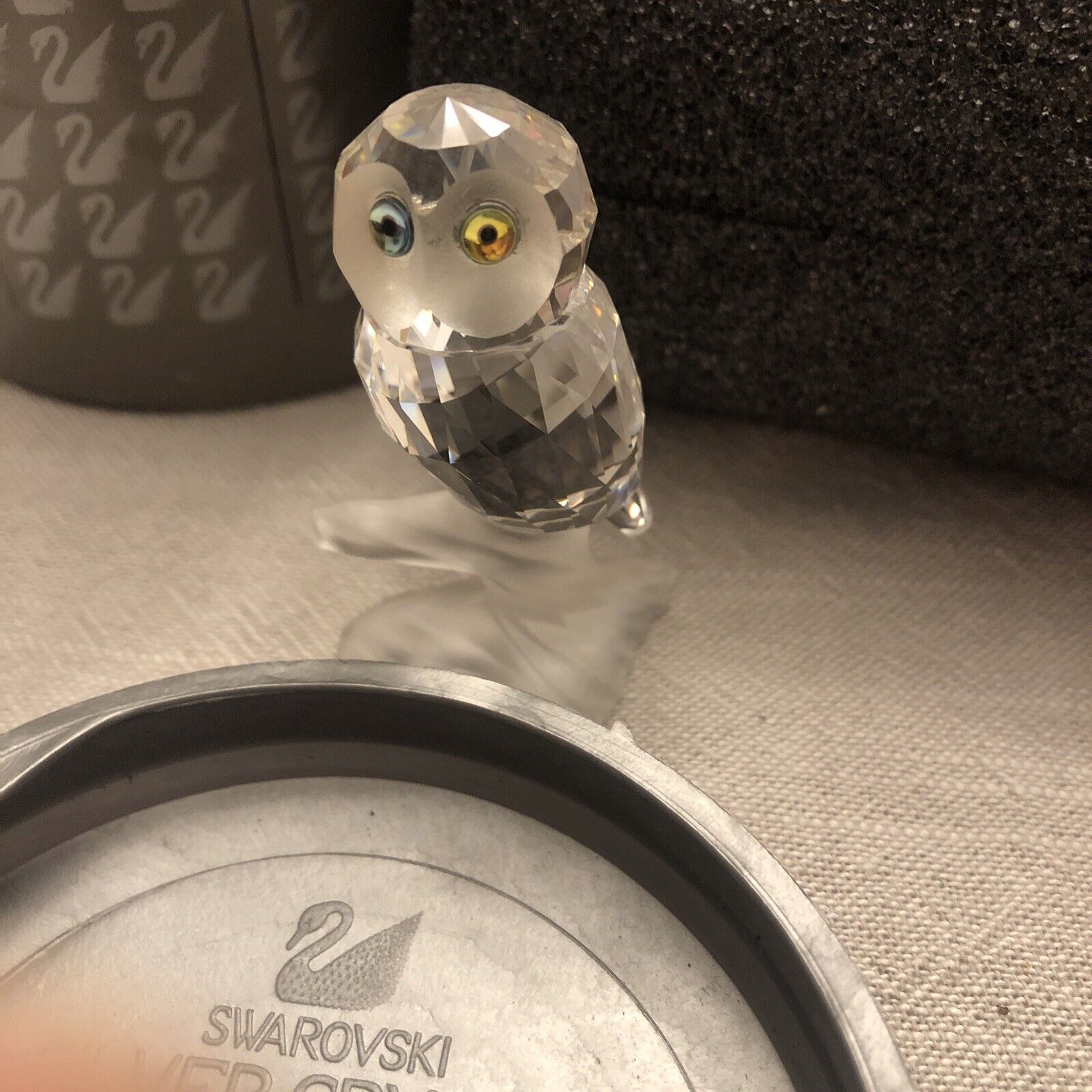 Swarovski Silver Crystal Owl on Branch Figurine, 7621 NR 000 003, Box & Cert