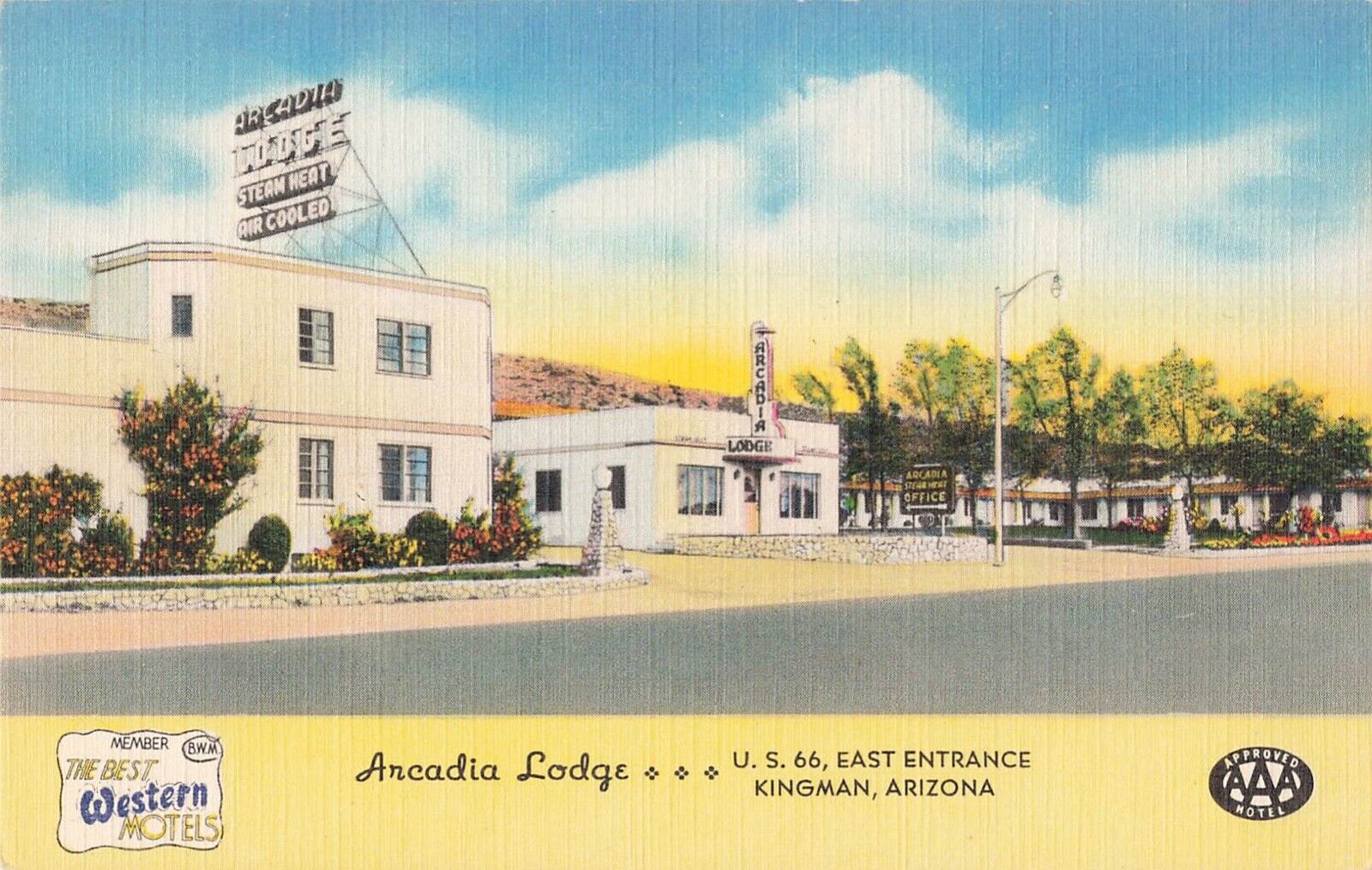 Kingman, Arizona Postcard Arcadia Lodge Best Western  Route 66 About 1946+    B4