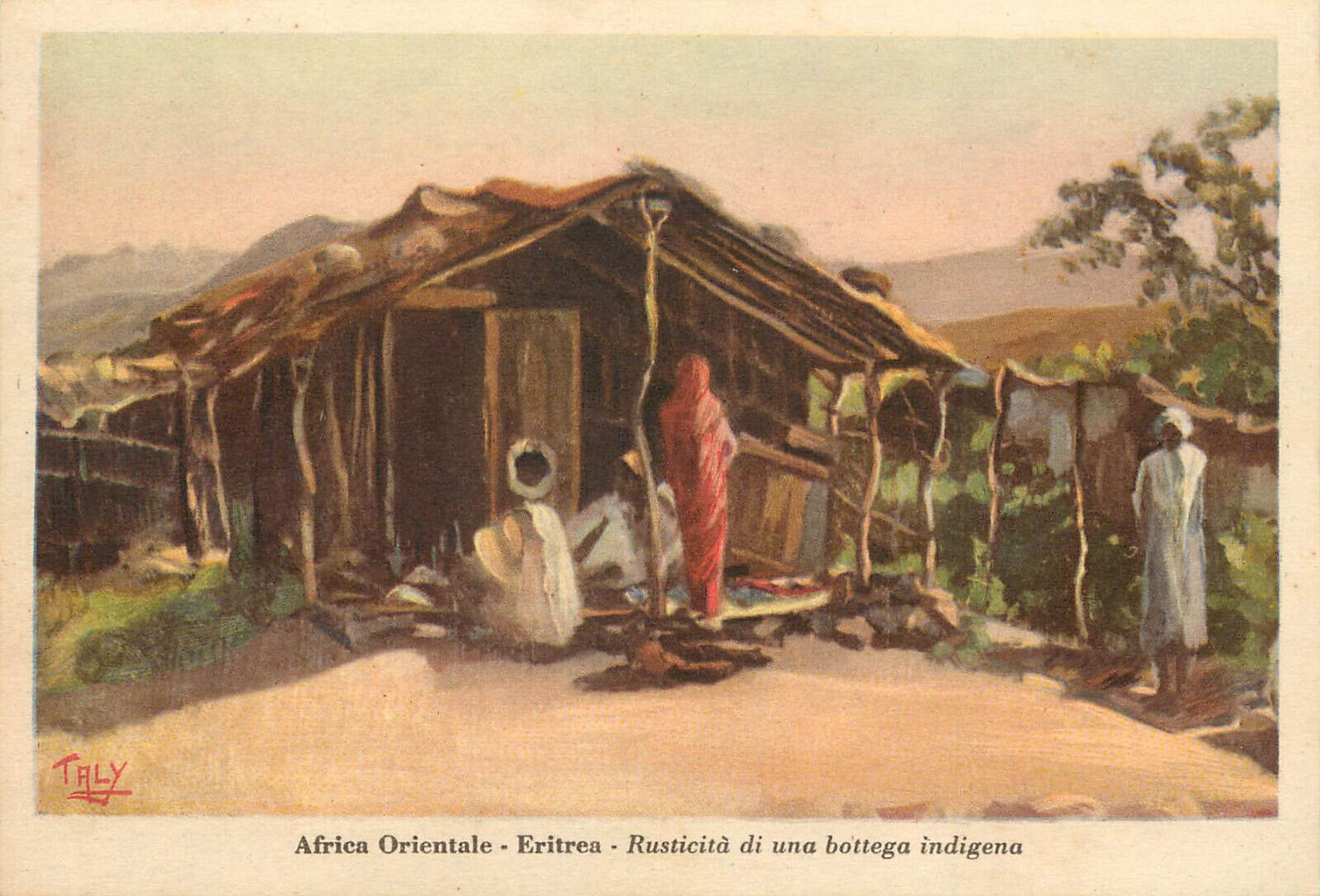 Italian Propaganda Postcard Visit Eritrea After Invasion Rustic Indigenous Hut