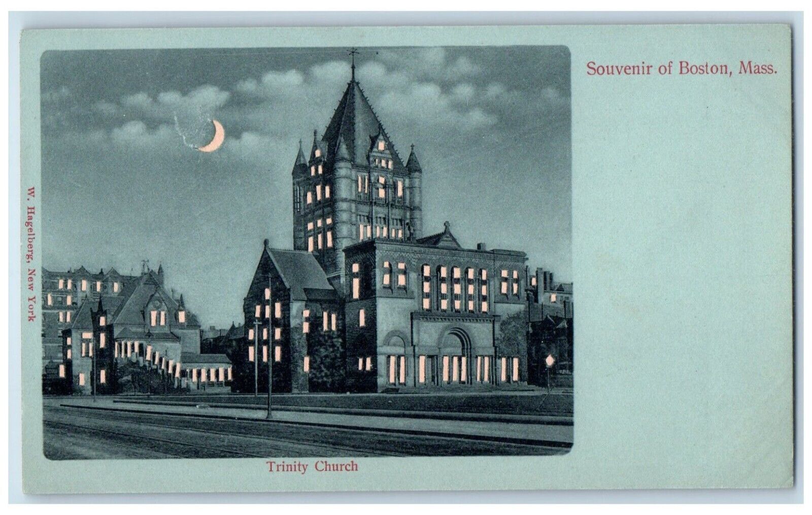 c1905 Trinity Church Crescent Boston Massachusetts MA HTL Hold To Light Postcard