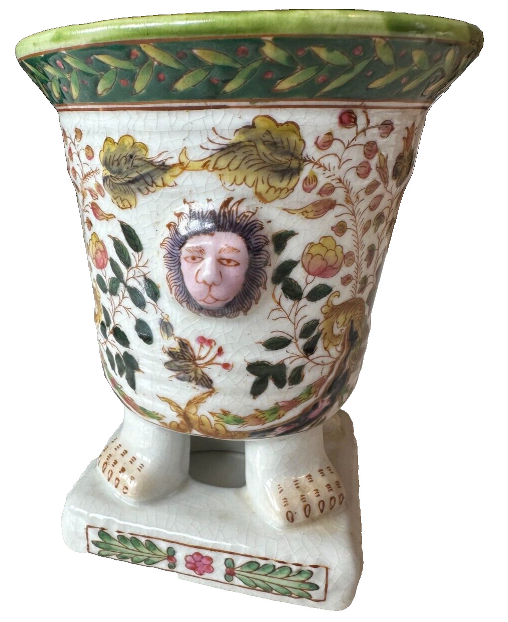 Vtg HUA PING TANG Zhi Porcelain Chinese Footed Bowl Planter Vase Hand Painted