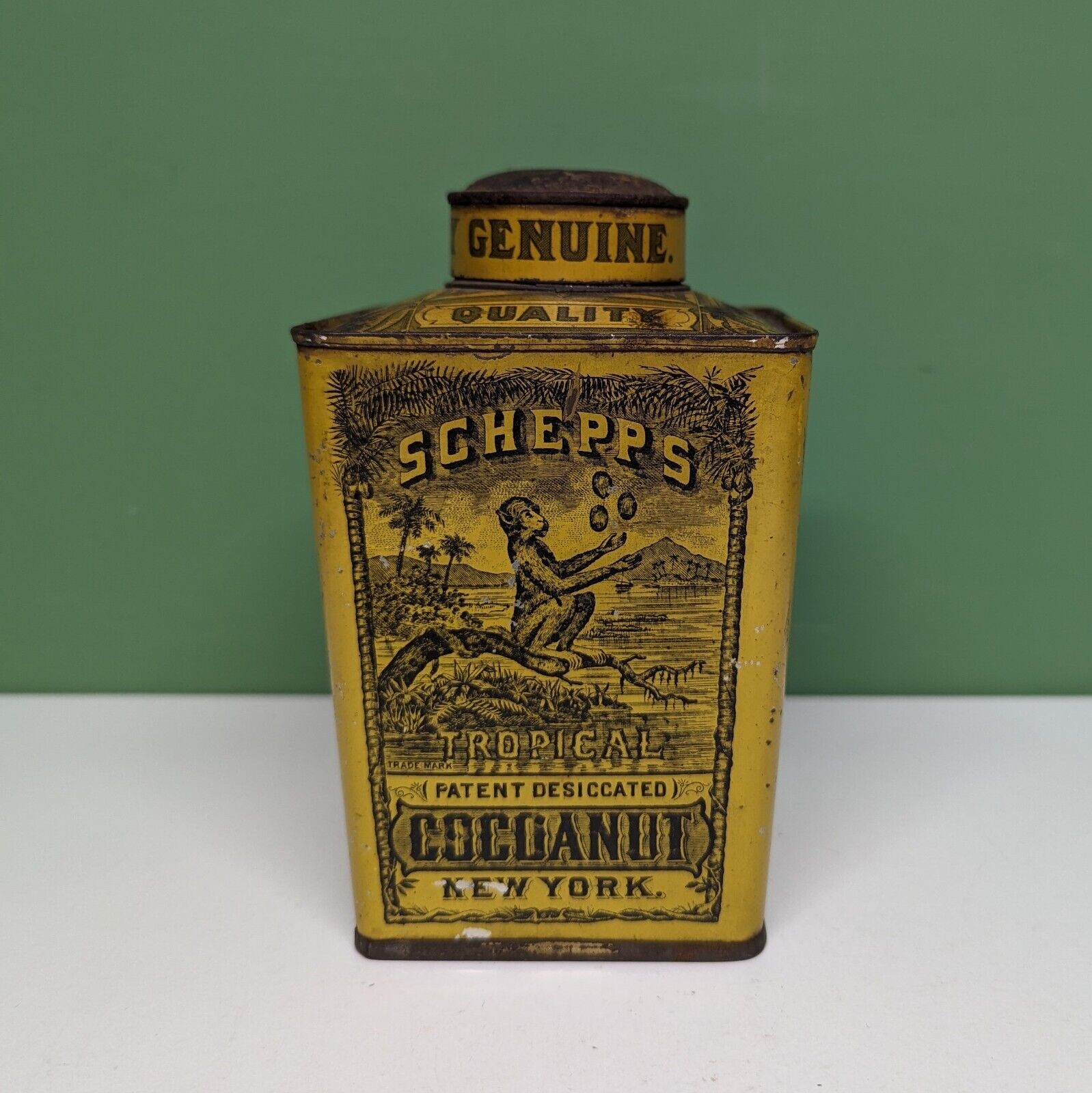 Antique Schepps Tropical Cocoanut Tin
