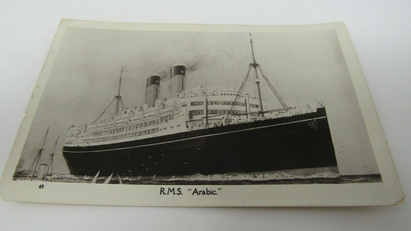 RMS Arabic Steam Ship Boat Postcard 1925 Plymouth 