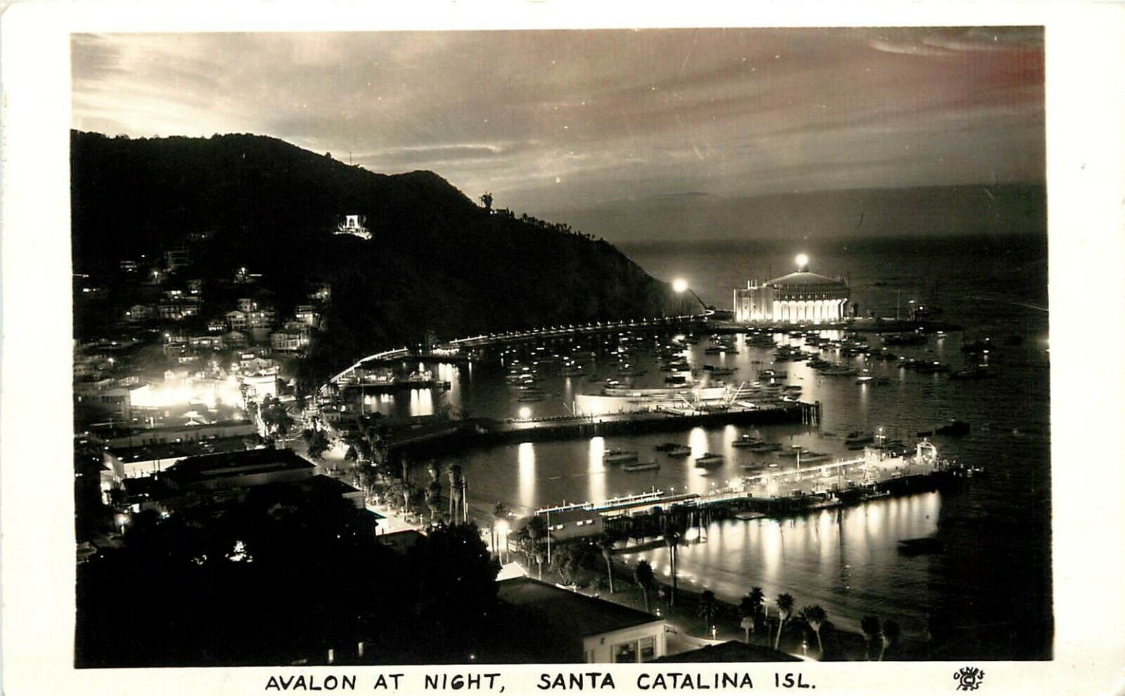 1929 RPPC Postcard; Avalon Illuminated at Night, Catalina Island CA, Gene\'s